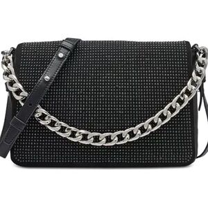 NEW DKNY Desiree Crystal Small Flap Black Crossbody Bag